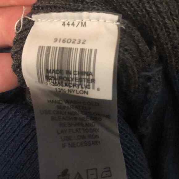 Vince Camuto Women’s Small Sweater Gray Blue Striped Thermal Button Shoulder - Picture 4 of 12